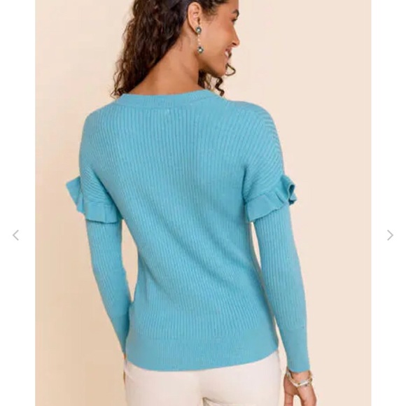 Franchesca’s Light Blue Chris Flounced Ribbed Sweater - Picture 4 of 7